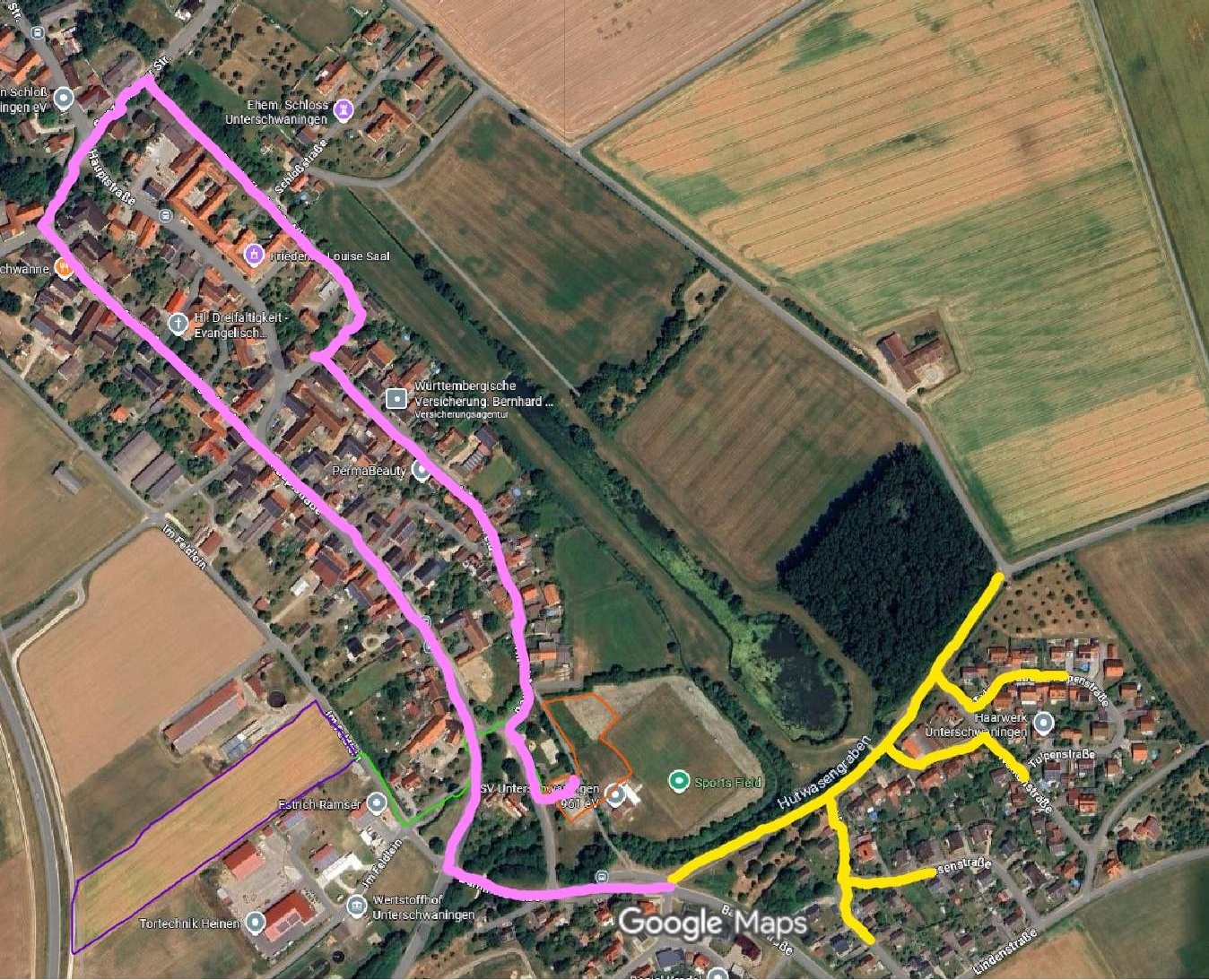 Karte mit Skizze des Festumzugs